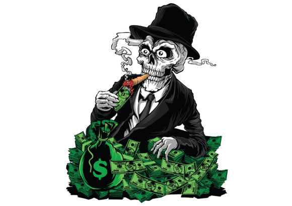 Rich Mafia Boss Skull & Smoker T-shirt Graphics